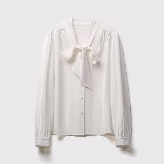 French Ribbon Long-Sleeved Shirt Women Elegant Shirt Tops Blouse Shirts