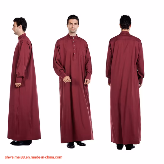 Muslim Men Long Sleeve Thobe Middle East Saudi Arab Kaftan Islamic Abaya Dress Dubai Jubbah Robes