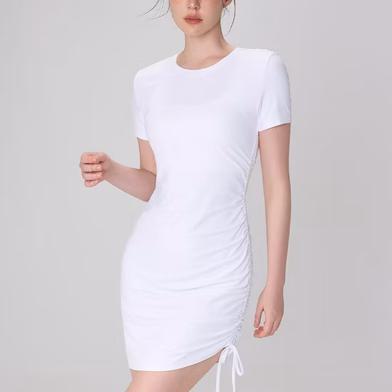 Custom Wholesale Black Ribbed Knitted Stretch Short Sleeve Long Lady Womens Summer Dresses